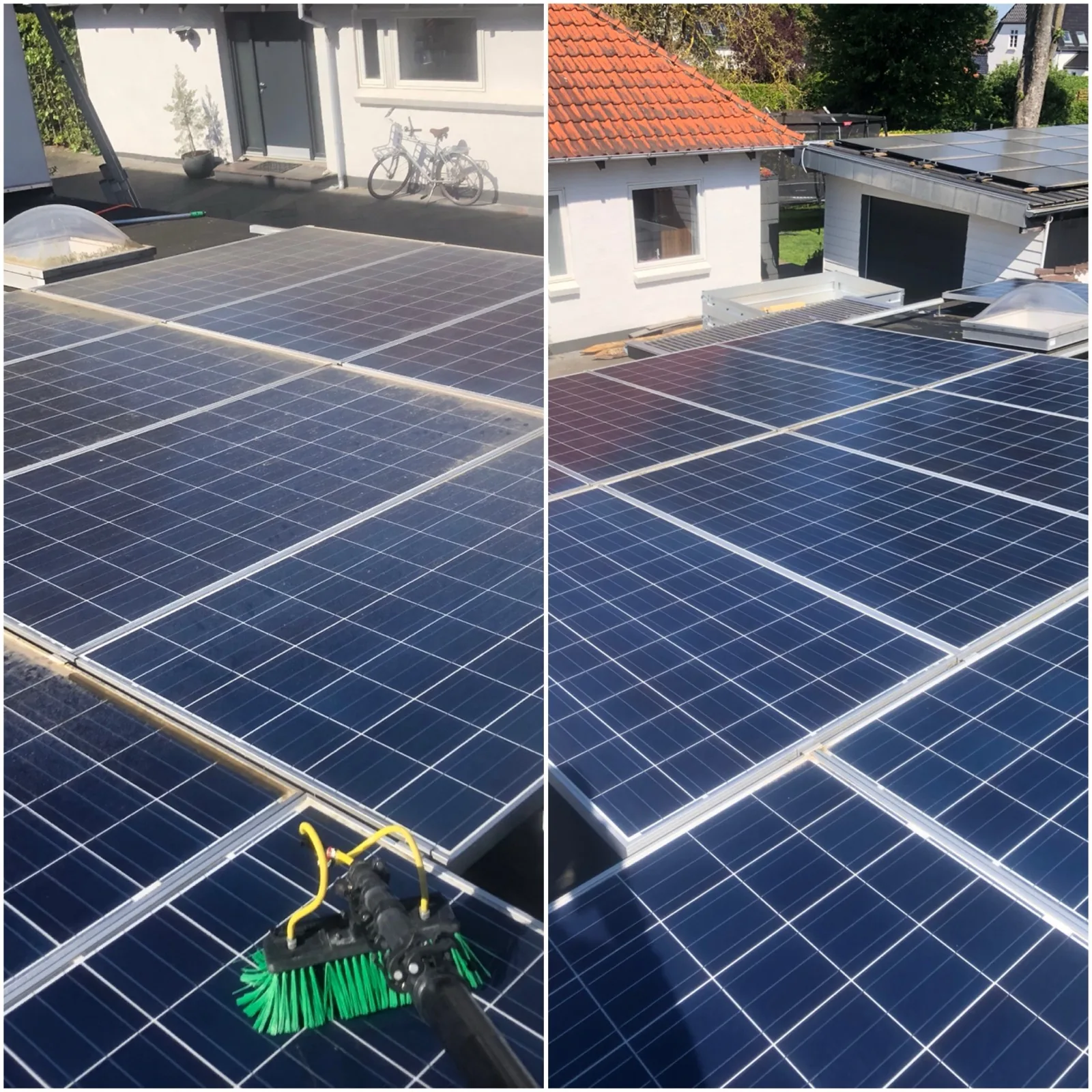 Solceller før og efter vask